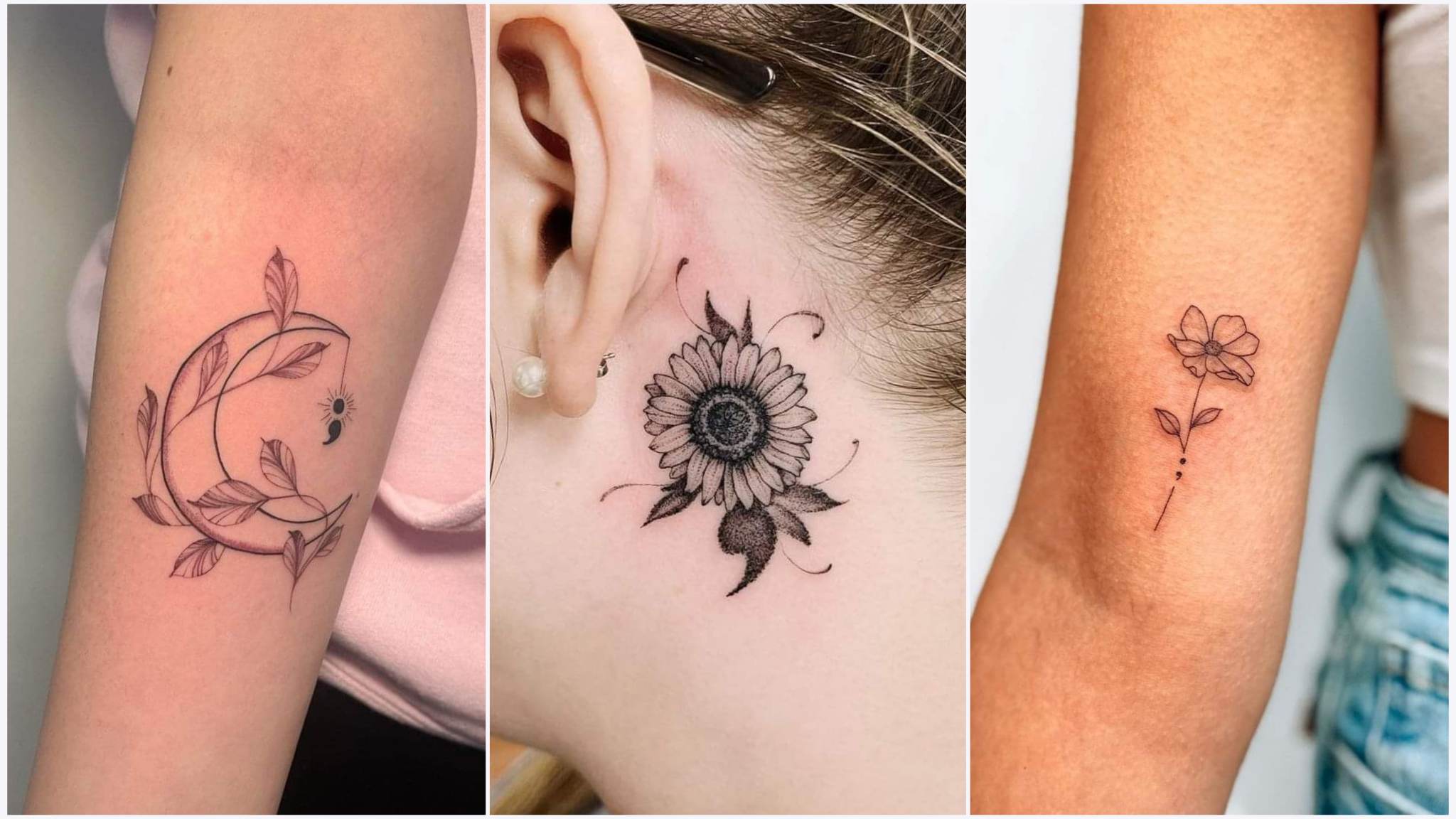 Small lotus flower/semi colon tattoo | Tattoos, Semicolon tattoo, Unique semicolon  tattoos